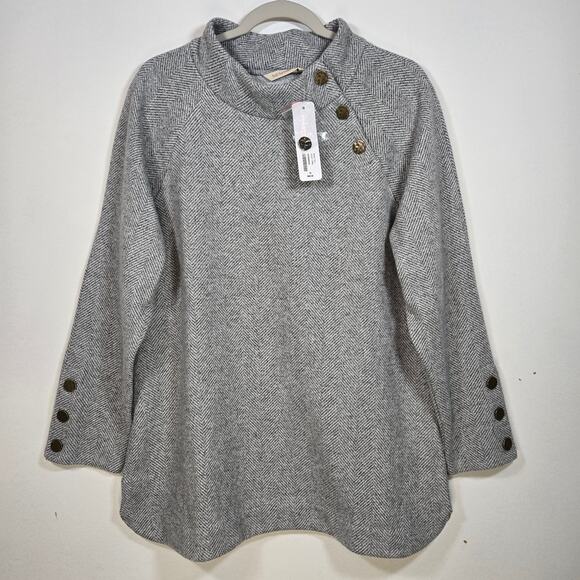 Soft Surroundings NWT Gray And White Herringbone Tunic Sweater. Size XL. - Picture 1 of 8